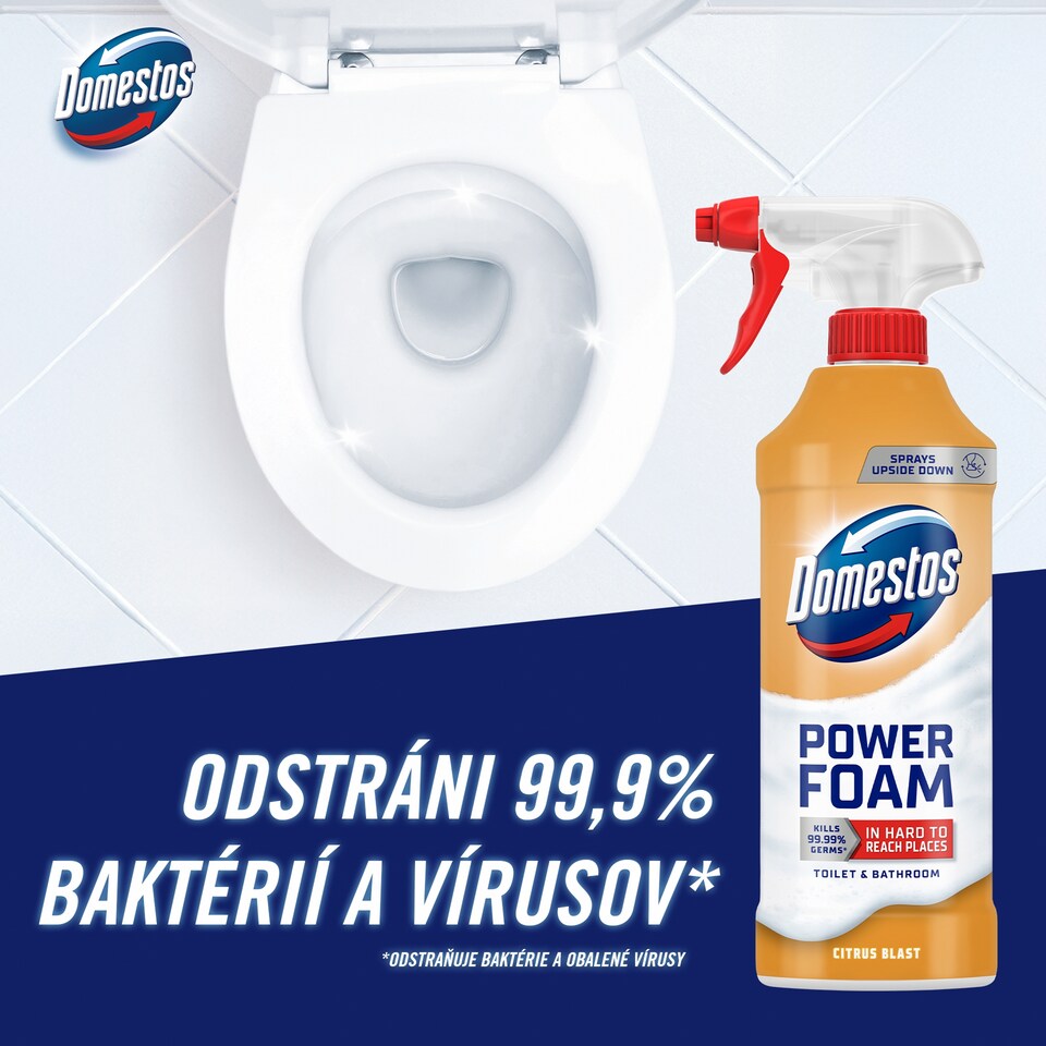 image 1 of Domestos Power Foam Citrus Blast Toilet & Bathroom Cleaning Foam 435 ml