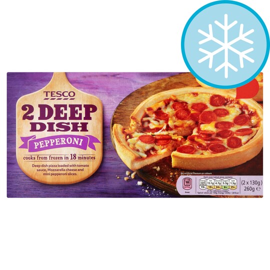 TESCO 2 DEEP DISH PEPPERONI PIZZAS 260G Tesco Groceries