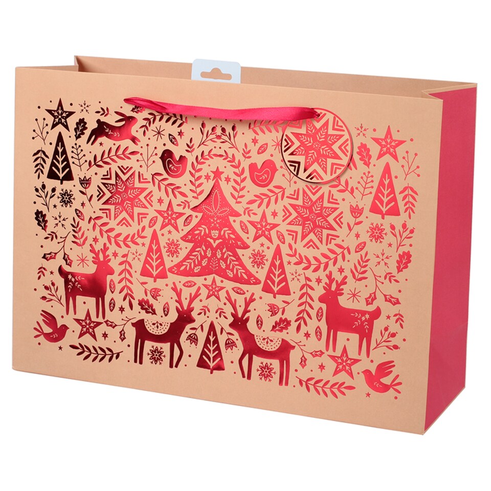 Tesco Red Foil Kraft Xl Landscape Bag