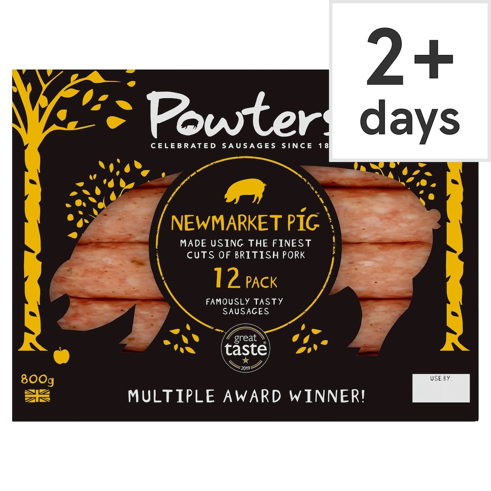 Powters Newmarket Pig Pork Sausages 12 Pack 800g