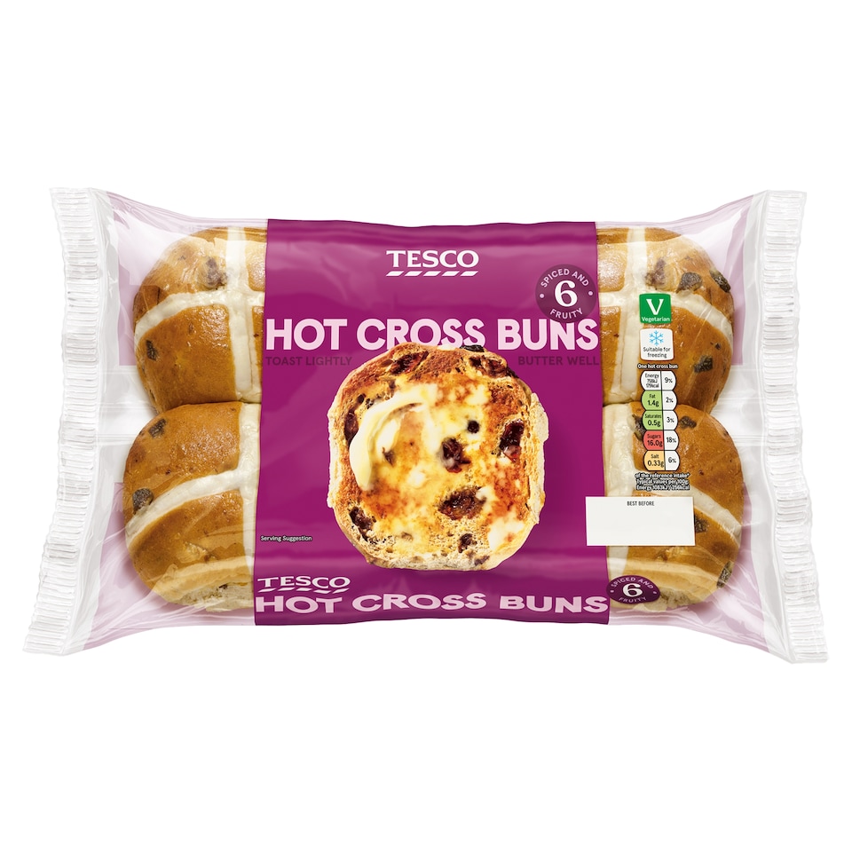 Tesco Hot Cross Buns 6 pack