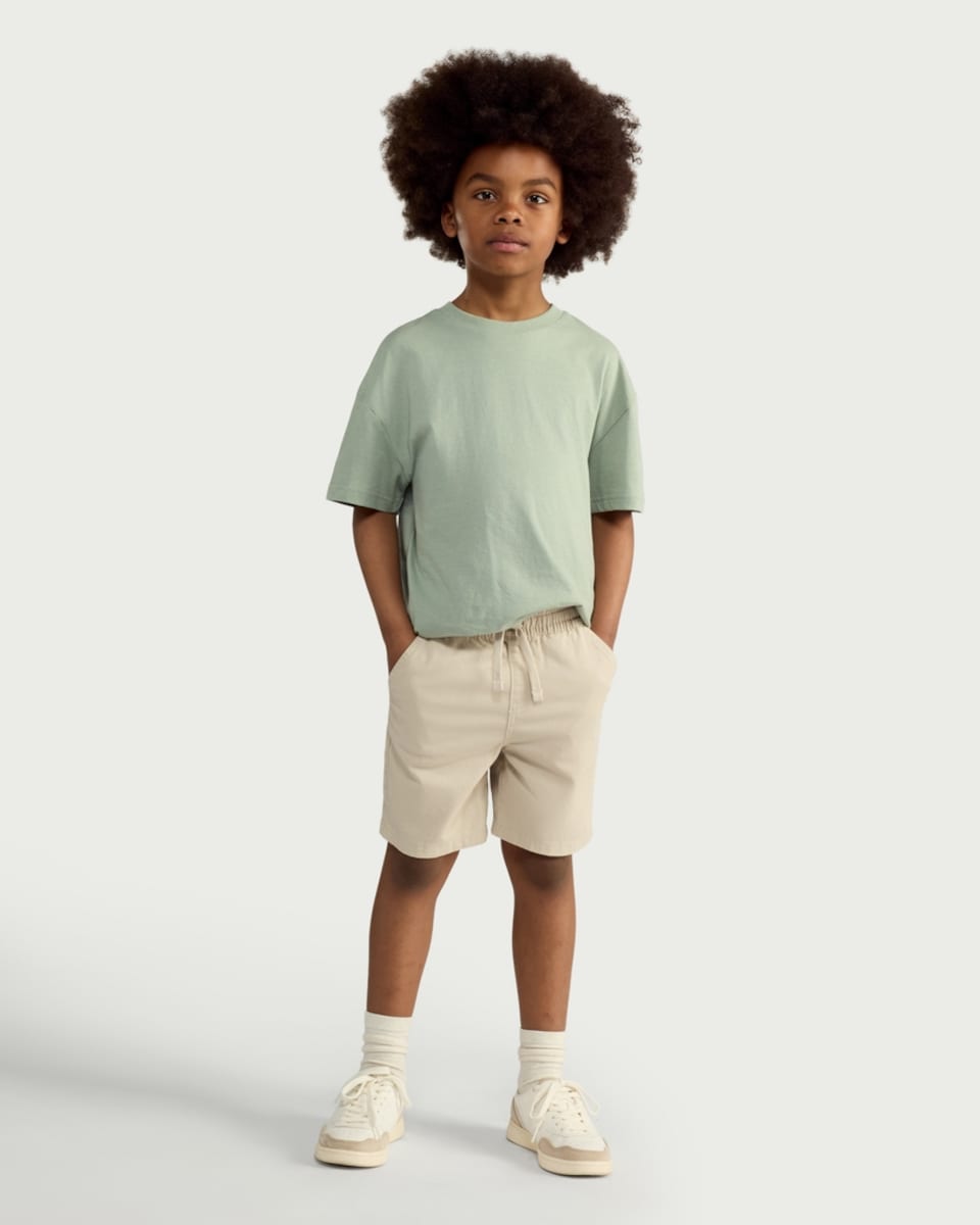 image 1 of F&F Boys Cotton Rich Drawstring Shorts in Stone