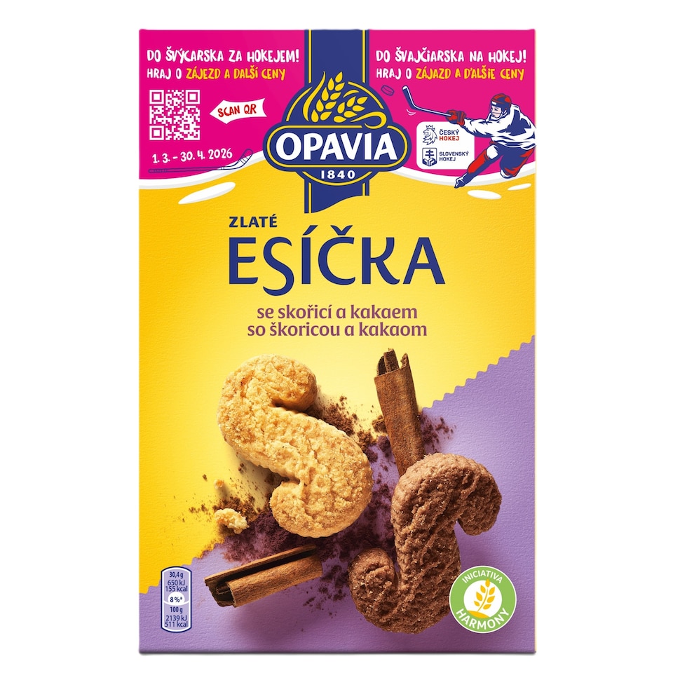 Opavia sušenky Zlaté Esíčka se skořicí a kakaem 220g