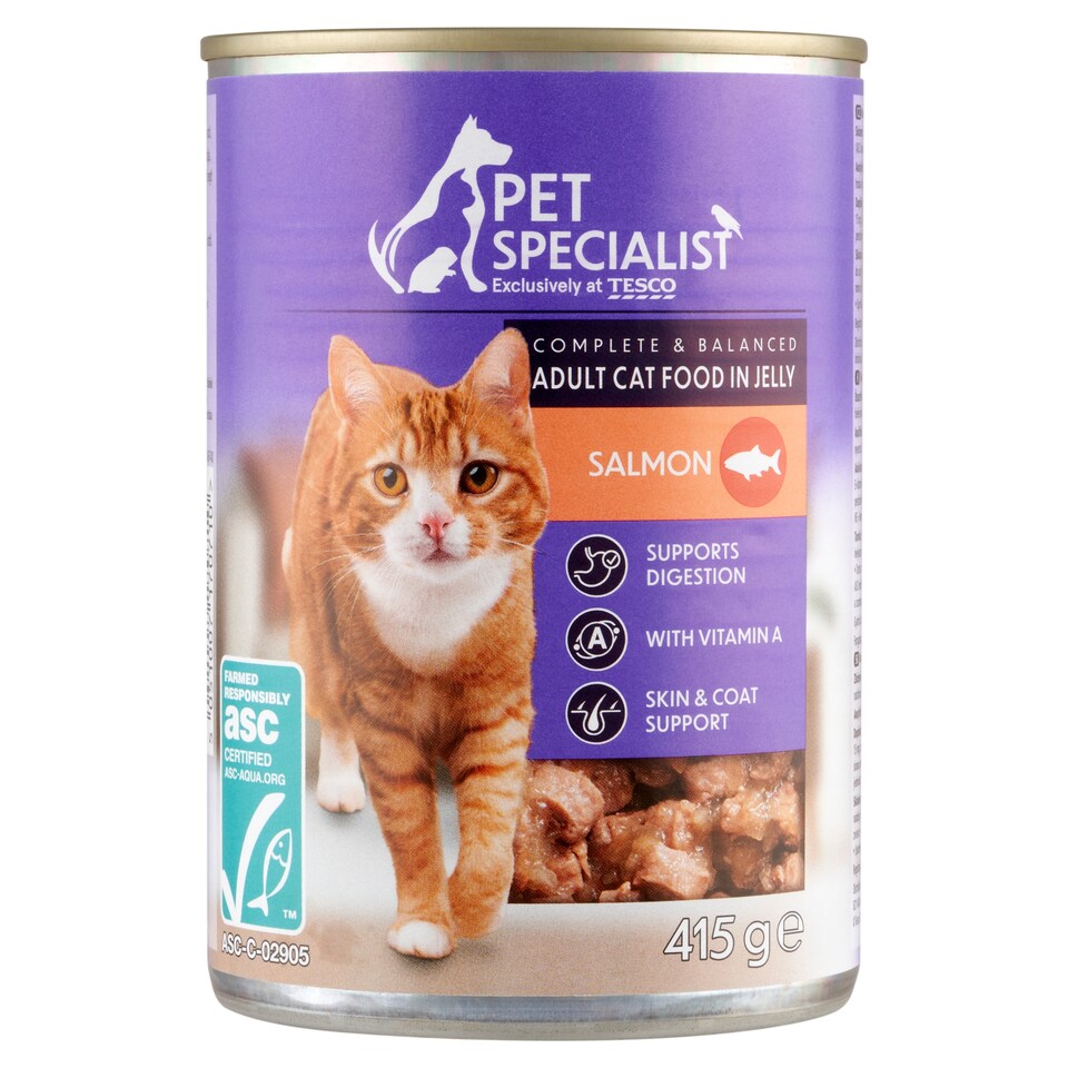 Pet Specialist Kompletné krmivo pre dospelé mačky kúsky s lososom v želé 415 g