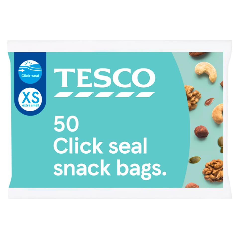 Tesco Click & Seal Resealable Snack Bags 50 Pack