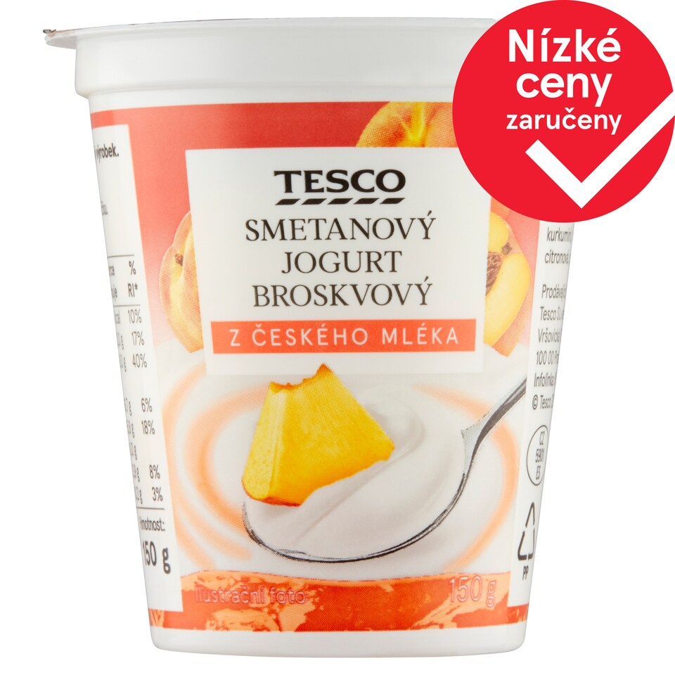Tesco Smetanový jogurt broskvový 150g