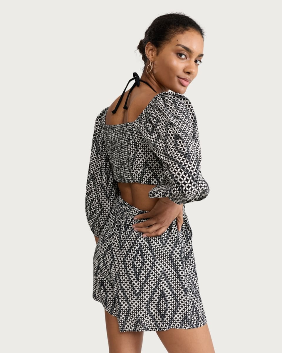 image 1 of F&F Mono Print Co-ord Beach Shorts in Multi Black White