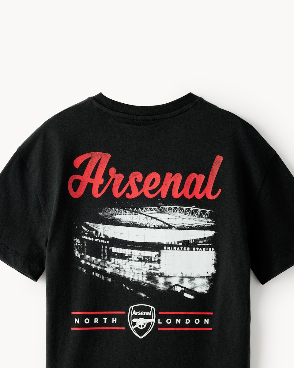 image 1 of Arsenal Pure Cotton Printed T-Shirt in Black