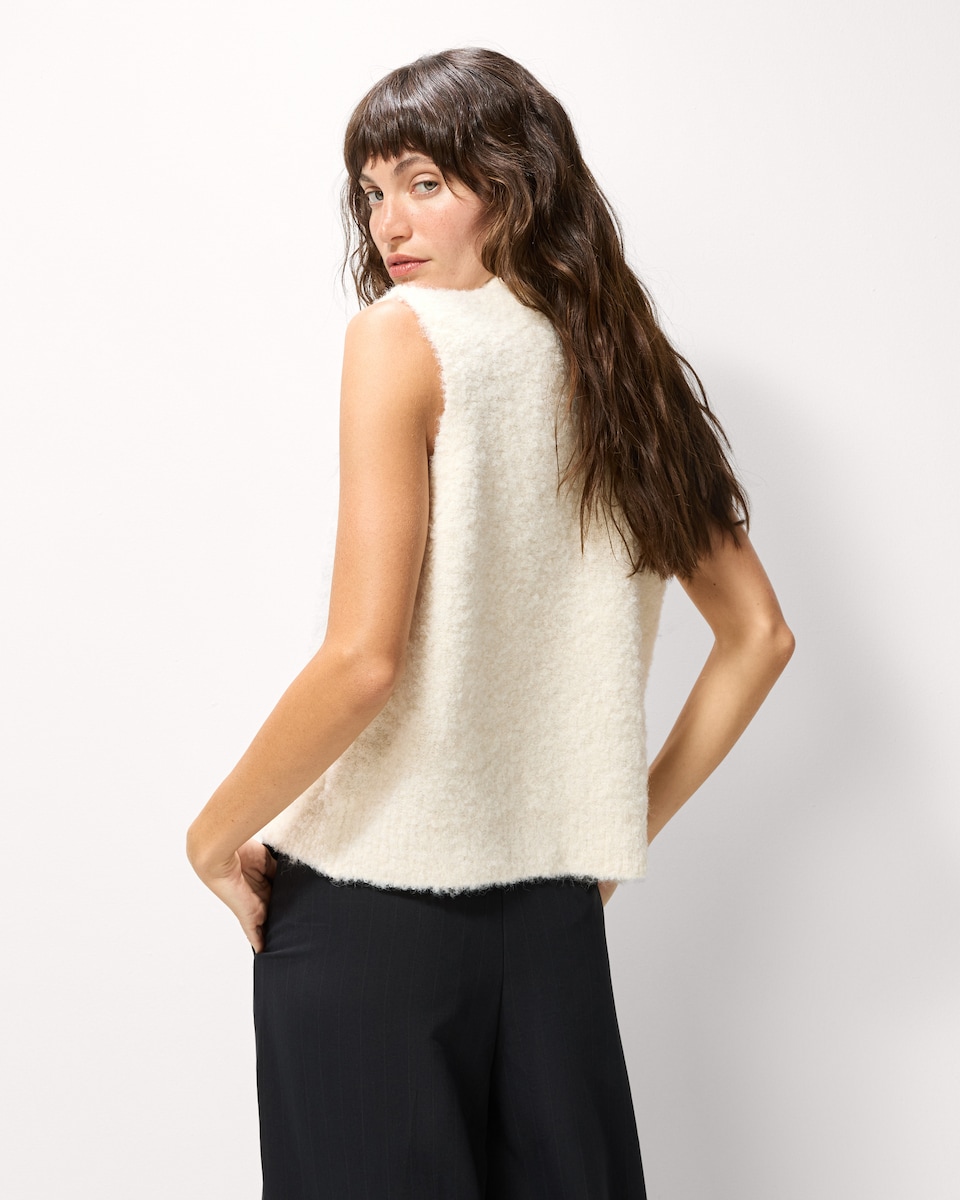 image 1 of F&F Textured Button Up Knitted Vest with Wool in Cream