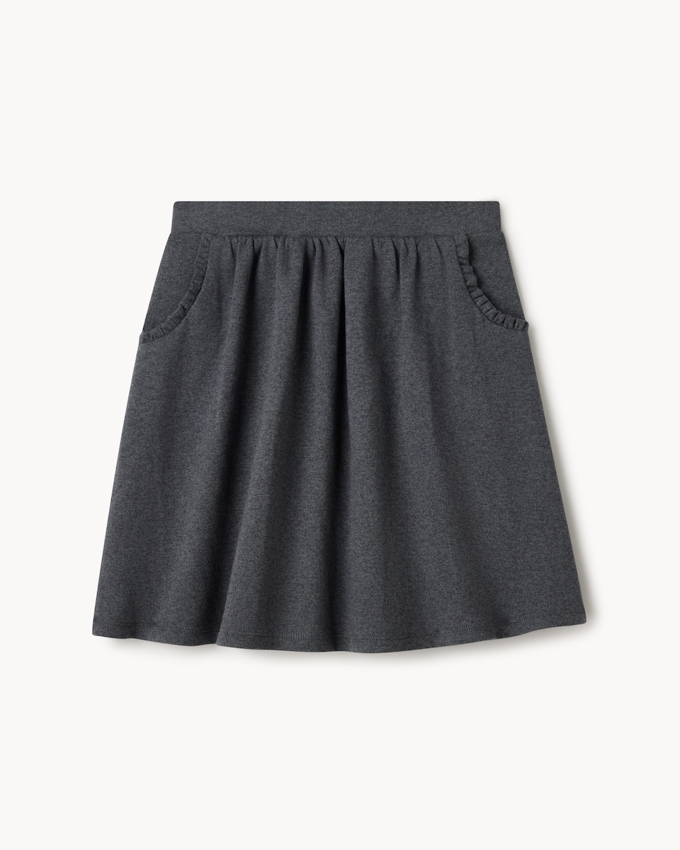 image 1 of F&F School Girls Cotton Rich Frill Pocket Skirt in Grey