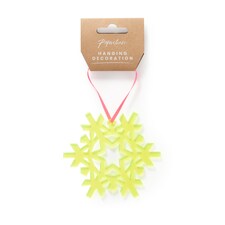 Paperchase Neon Christmas Hanging Snowflake Decoration - Yellow