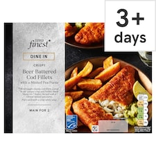 Tesco Finest Dine In Beer Battered Cod with a Minted Pea Puree 460G
