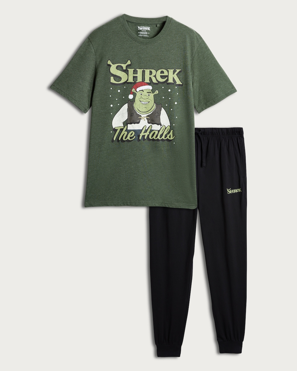 image 1 of Shrek Slogan T-Shirt and Joggers Pyjamas SEt in Multi