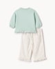 image 2 of F&F Baby 2-Piece Cotton Rich Heart Sweatshirt and Floral Trousers Set in Mint