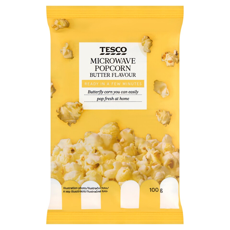Tesco Microwave Popcorn with Butter Flavour 100 g