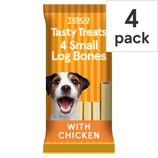 Tesco Tasty Treats 4 Small Log Bones With Chicken 180G Tesco Groceries
