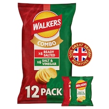 Walkers Ready Salted & Salt & Vinegar Crisps Multipack 12x25g