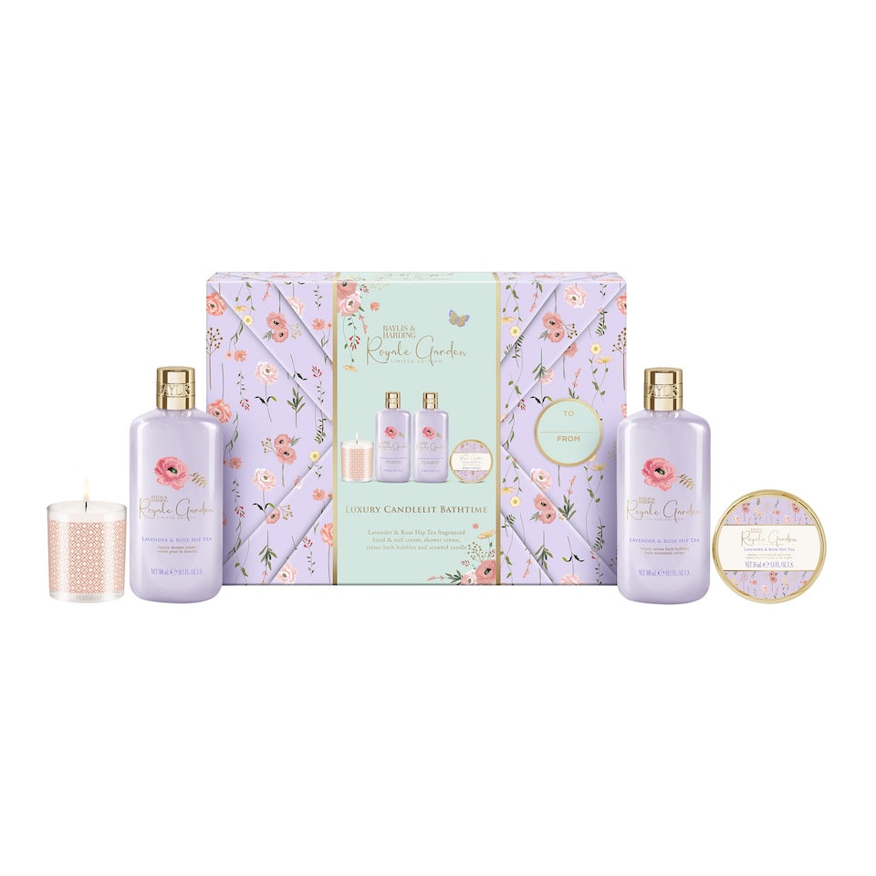 image 1 of Baylis & Harding Royale Garden Gift Wrapped Candlelit Limited Edition Gift Set