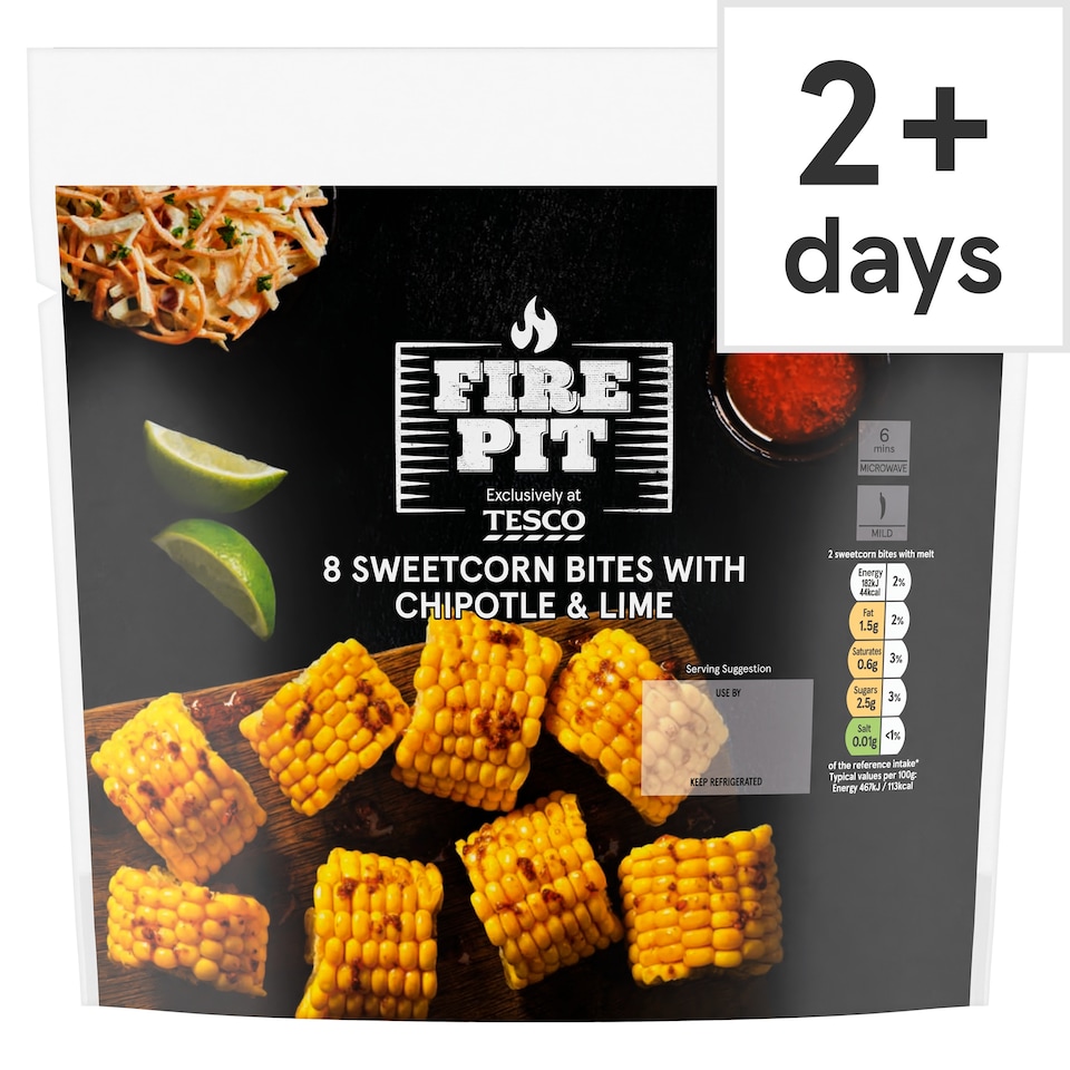 Tesco Firepit Sweetcorn Bites with Chipotle & Lime Melt  320g
