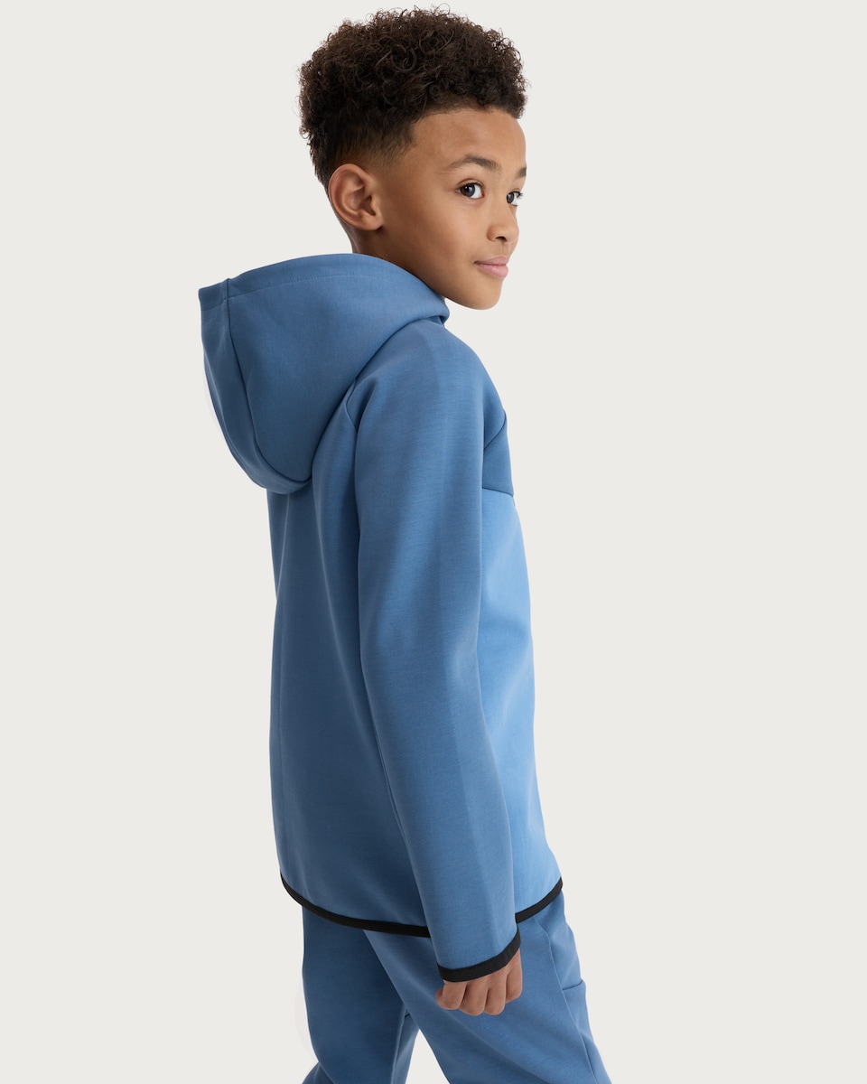 image 1 of F&F Active Boys Colour Block Zip Up Hoodie in Blue