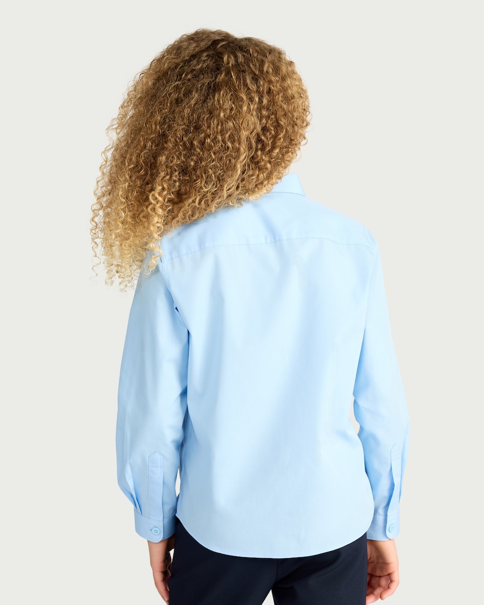 image 1 of F&F School Girls 3-Pack Regular Fit Long Sleeved Shirts in Blue