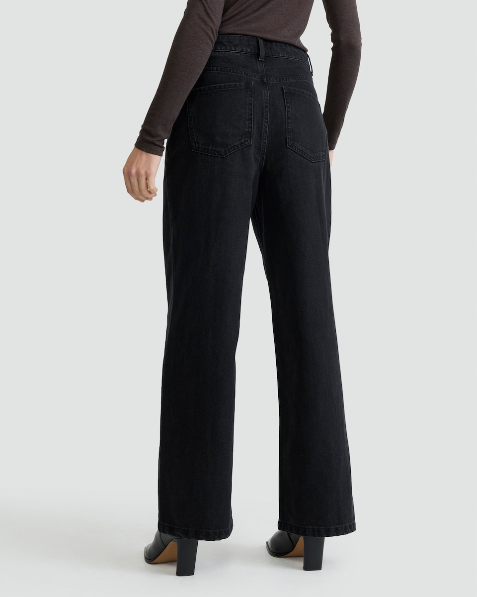 image 1 of F&F Seam Detail Wide Leg Jeans  in Black