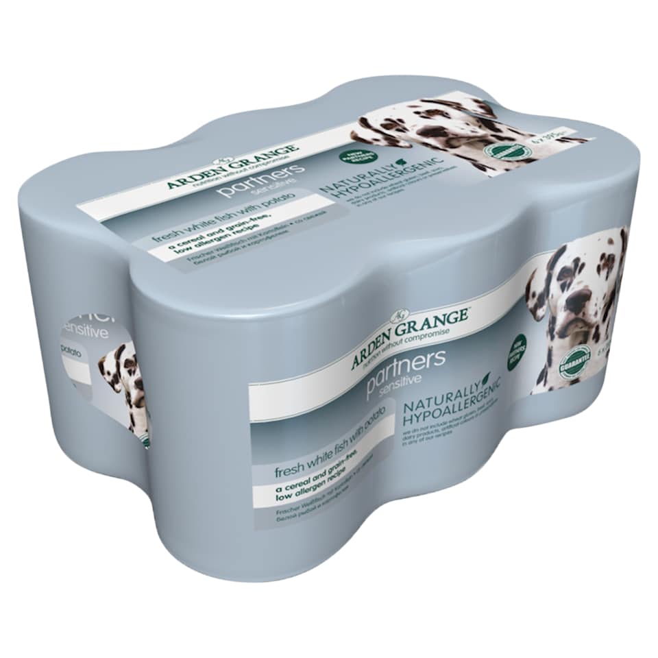 Arden Grange Partners Sensitive With White Fish and Potato Dog Food 395g x 6