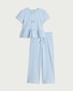 image 3 of F&F Girls 2-Piece Cotton Rich Textured Top and Trousers Set in Blue