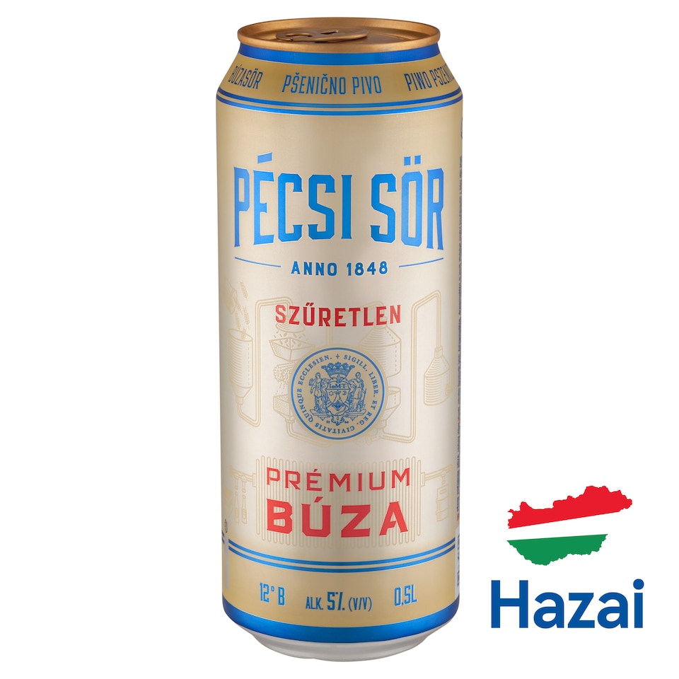 Pécsi Sör Prémium Búza Unfiltered Quality Lager Wheat Beer 5% 0,5 l