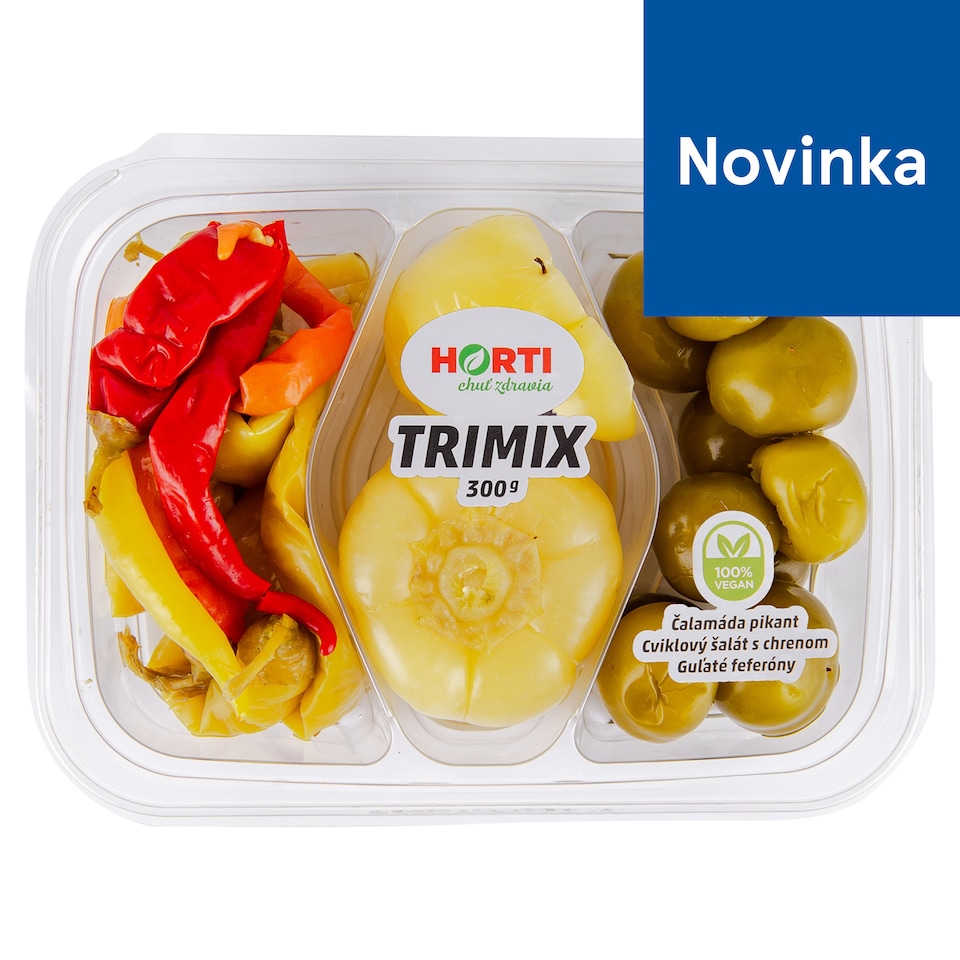 HORTI Trimix 3 z nakladaných výrobkov (baranie rohy + alma paprika + guľaté feferóny) 300 g