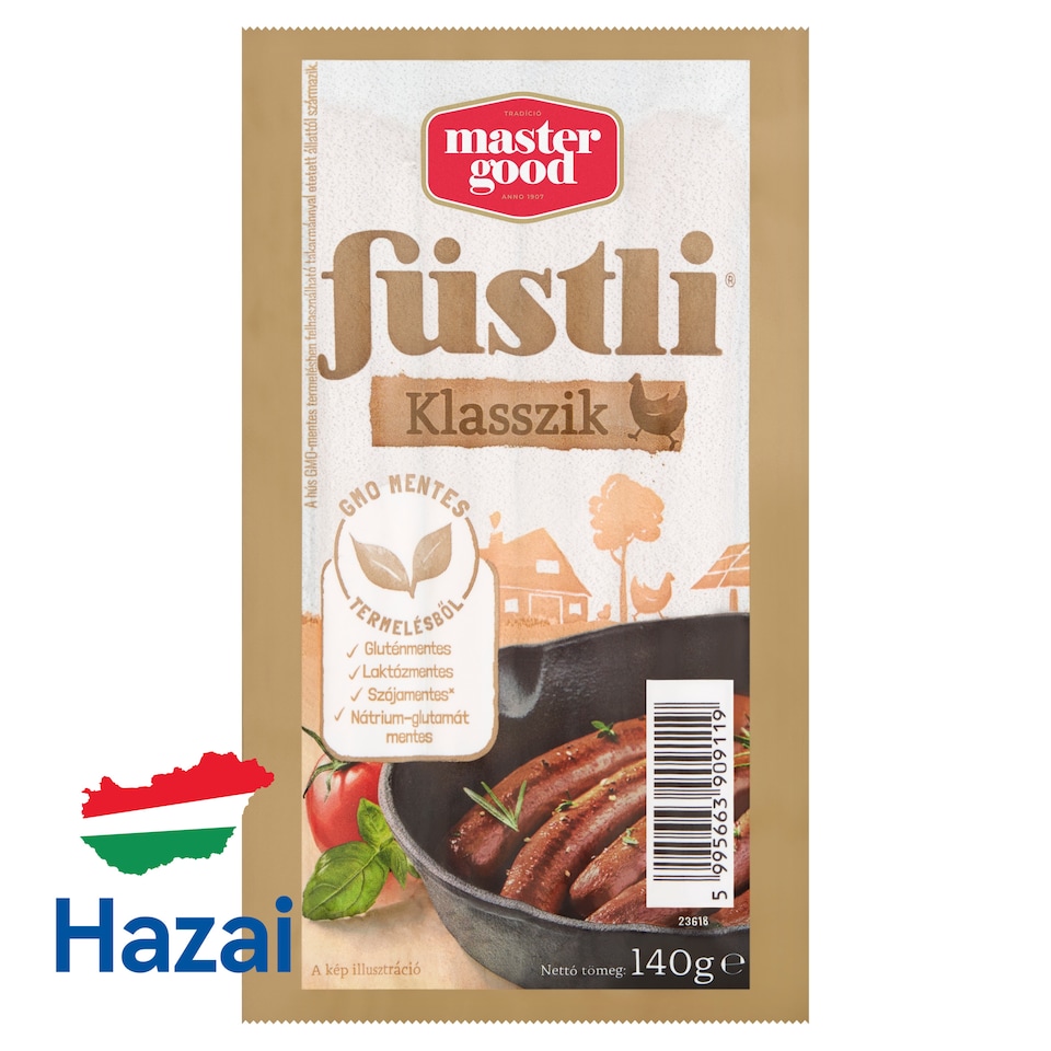 image 1 of Master Good Füstli Klasszik Smoke-Flavoured Hot Dogs Made of Chicken Meat 140 g
