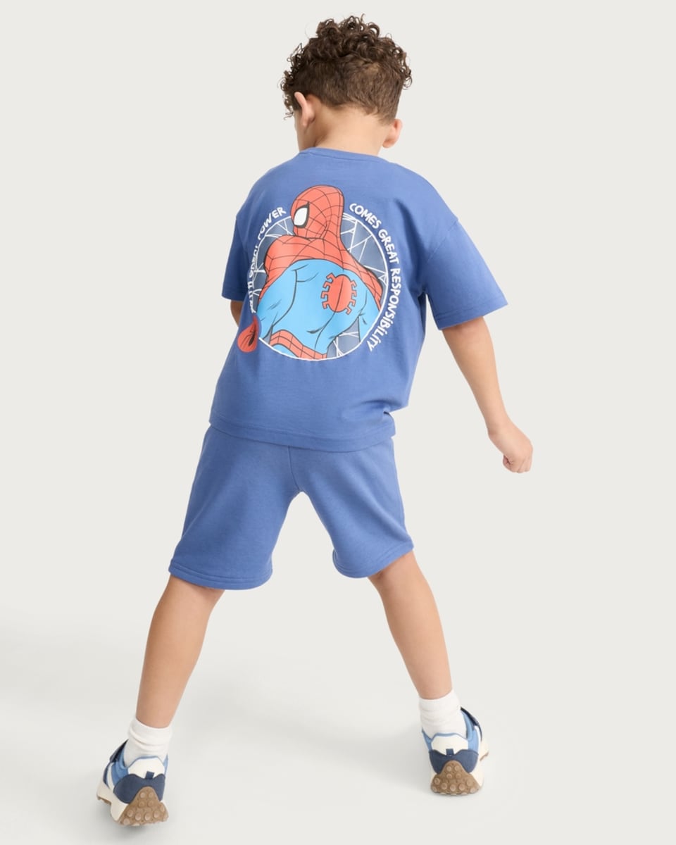 image 1 of Marvel Spider-Man Pure Cotton T-Shirt in Blue