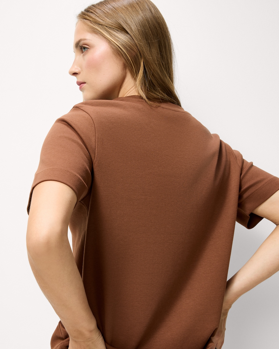image 1 of F&F Pure Cotton Crew Neck T-Shirt in Brown