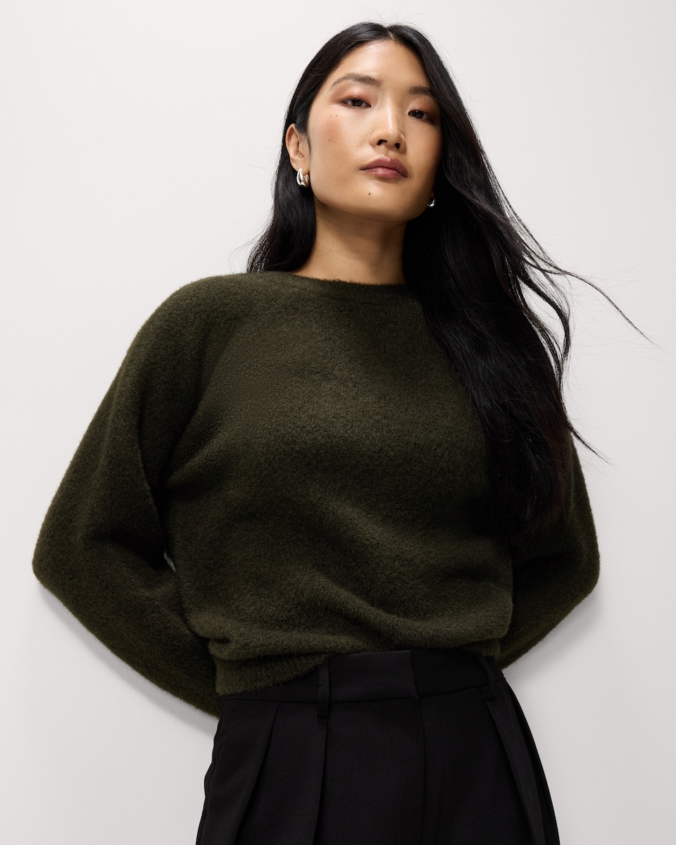 image 1 of F&F Knot Back Knitted Jumper with Wool in Olive