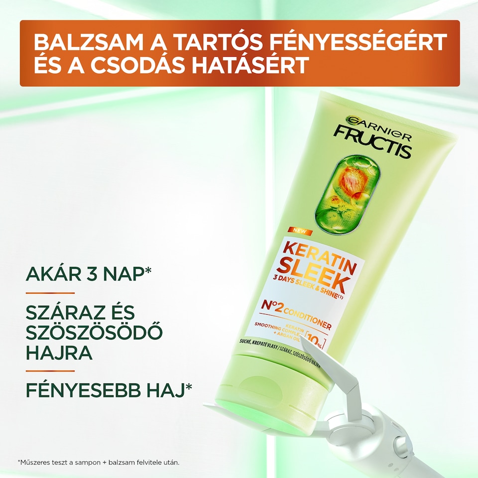 Garnier Fructis Keratin Sleek balzsam száraz, szöszösödő hajra 200 ml  1. kép