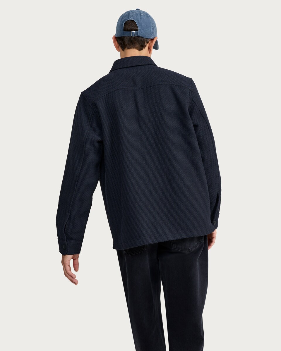 image 1 of F&F  Textured Button Up Shacket in Navy