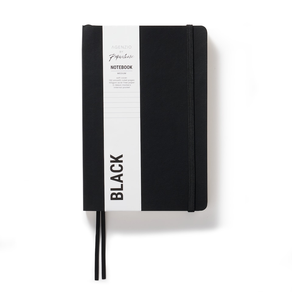 image 1 of Paperchase Agenzio Medium Black Ruled Notebook