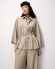 image 1 of F&F Textured Tie Waist Blouse in Mink