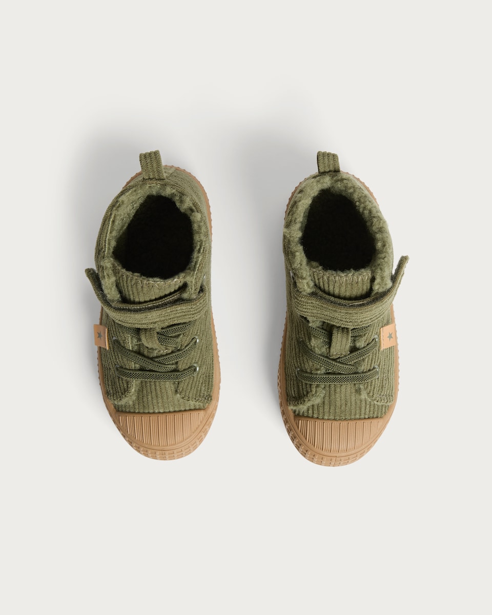 image 1 of F&F Boys Corduroy High Top Trainers in Khaki