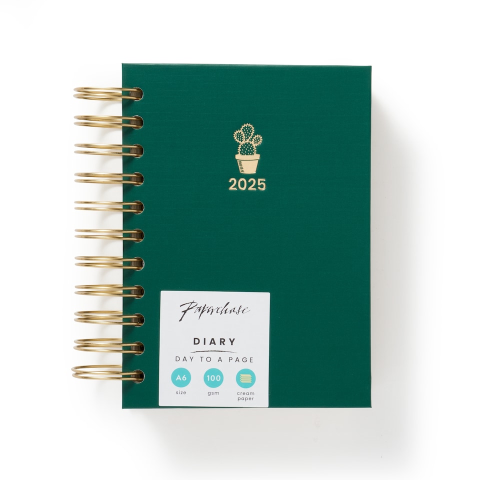 image 1 of Paperchase Icons A6 2025 DTV Diary - Cactus