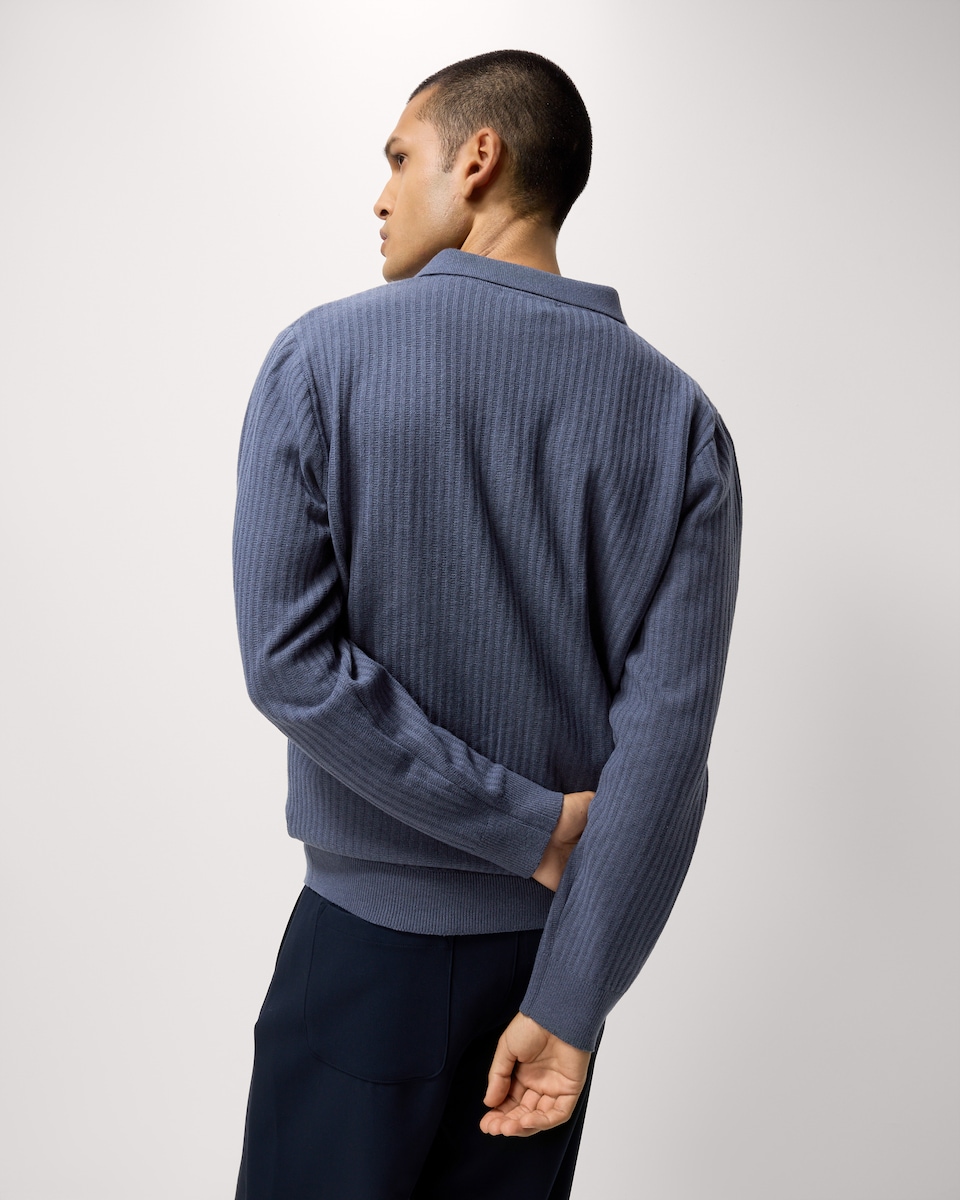 image 1 of F&F Ladder Stitch Knitted Polo Shirt in Blue