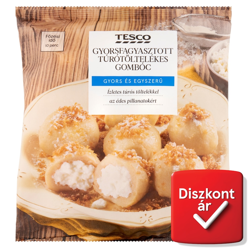 Tesco gyorsfagyasztott túrótöltelékes gombóc 600 g