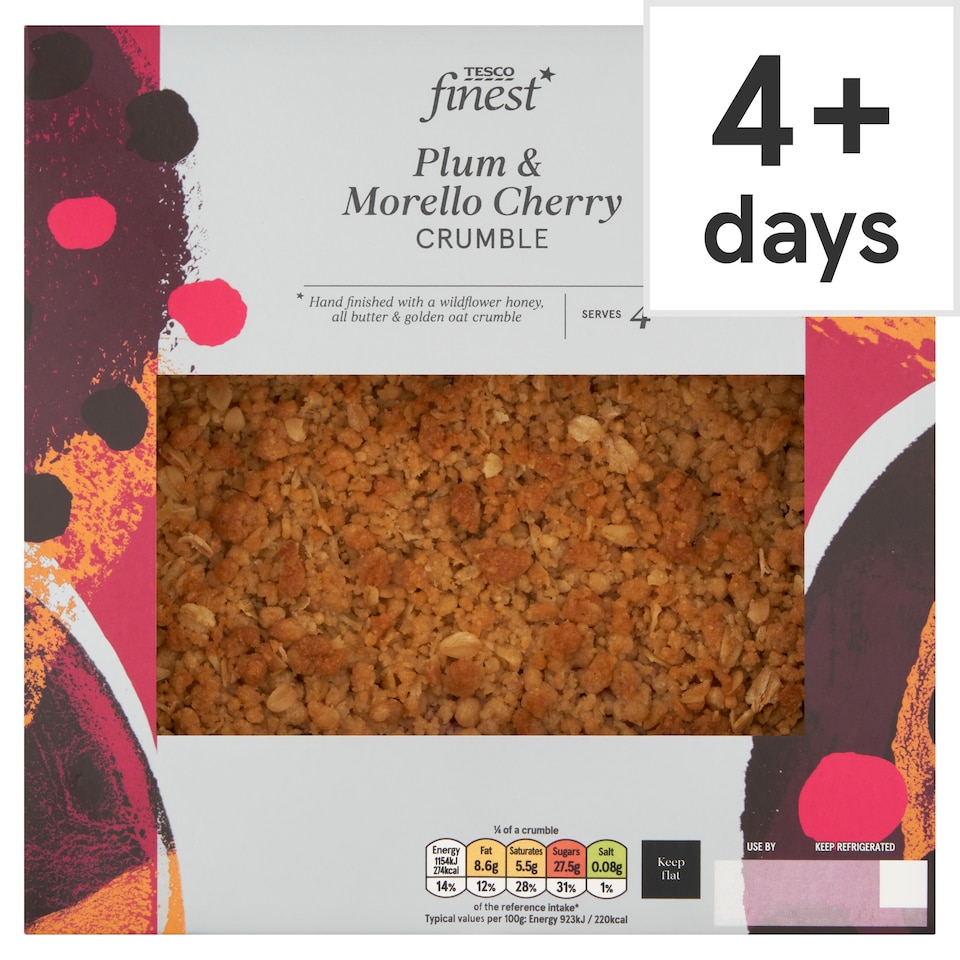 Tesco Finest Plum & Morello Cherry Crumble