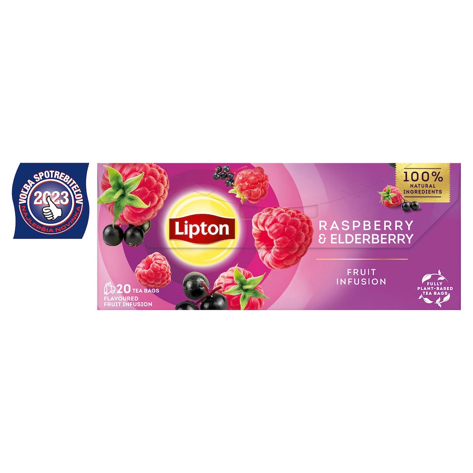 obrázok 1 z Lipton Raspberry & Elderberry ovocný čaj 20 vrecúšok 32 g