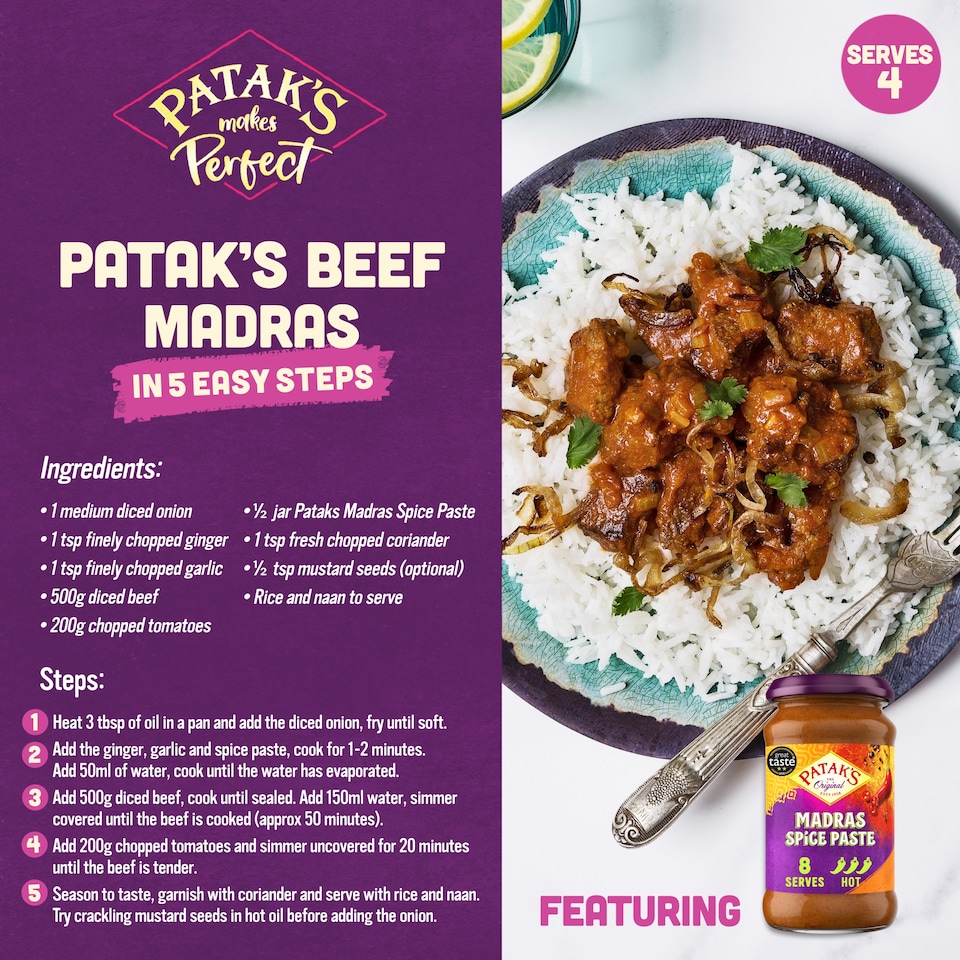 image 1 of Patak's Madras Spice Paste Hot 283g