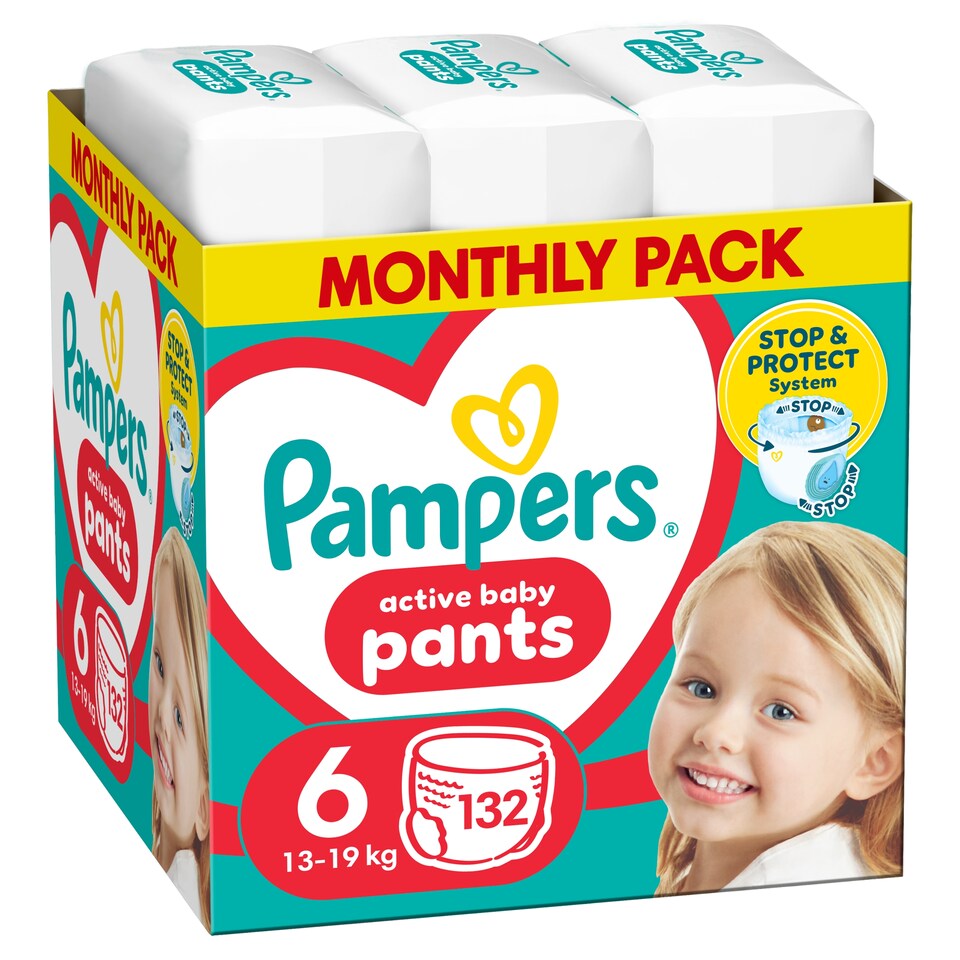 obrázok 1 z Pampers Active Baby plienkové nohavičky veľkosť 6, 132 plienok, 13kg-19kg