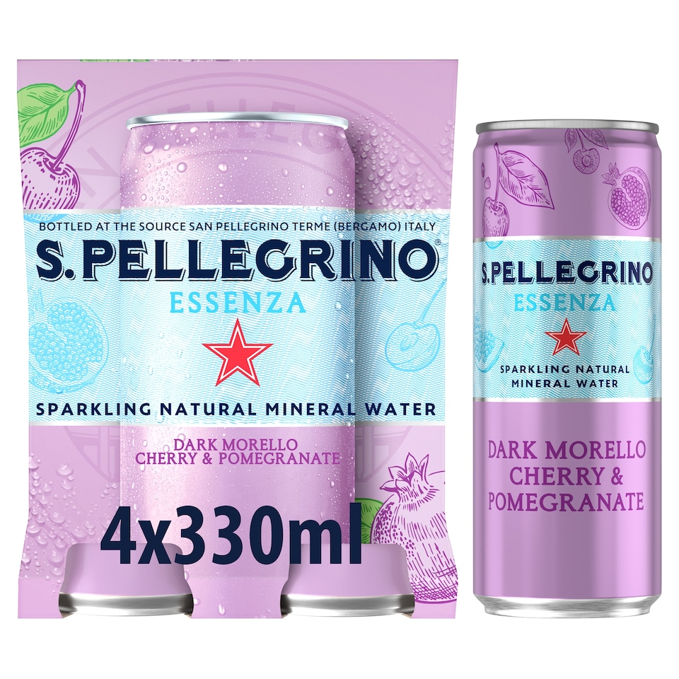 image 1 of San Pellegrino Essenza Infused Sparkling Water Cherry & Pomegranate 4x330Ml