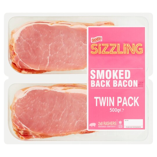 Danish Sizzling Smoked Back Bacon 16 Rashers 500G Tesco Groceries
