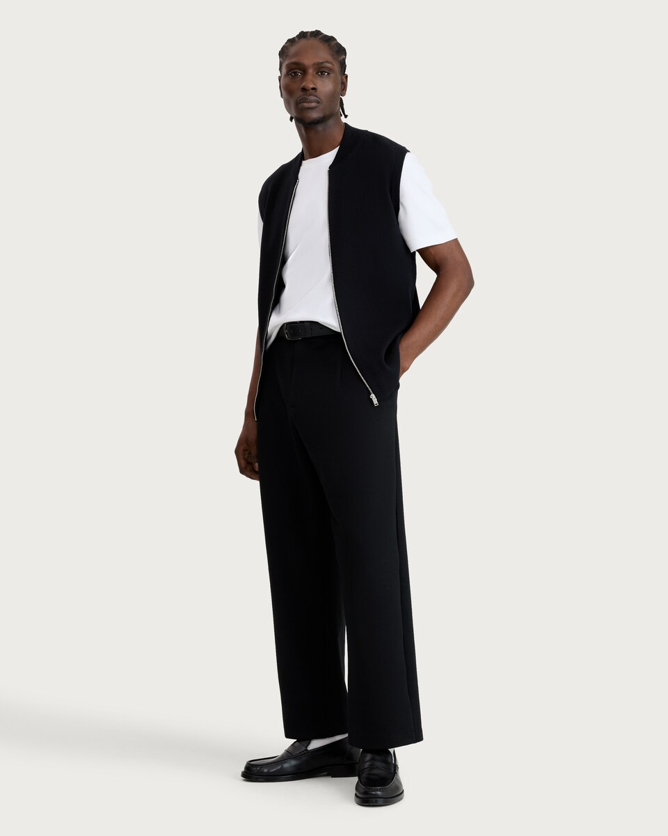 image 1 of F&F Cotton Rich Knitted Zip Up Gilet in Black