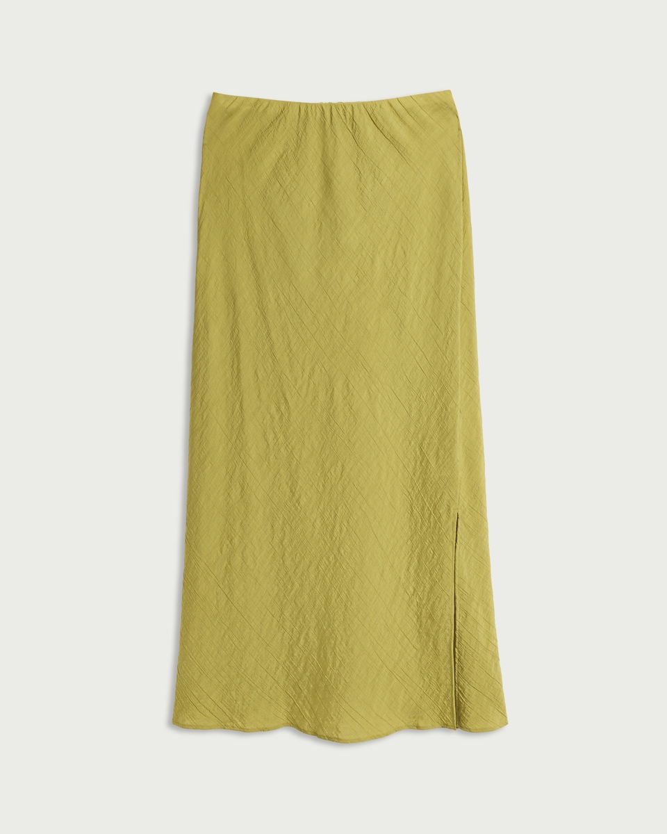 image 1 of F&F Textured Midi Skirt in Green